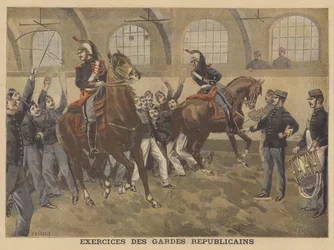 Französische Republikanische Garde bei Reitübungen